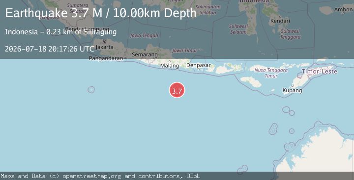 Map of South of Java, Indonesia