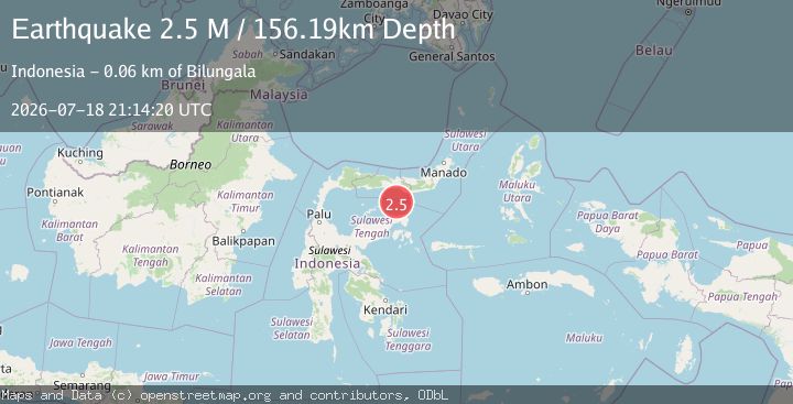 Map of Minahassa Peninsula, Sulawesi
