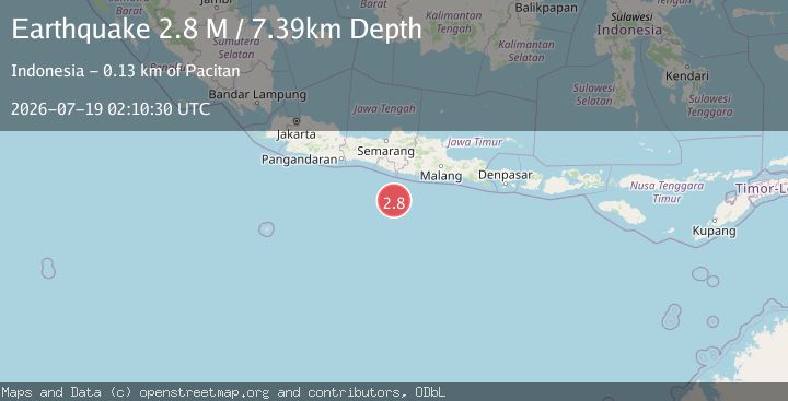Map of South of Java, Indonesia