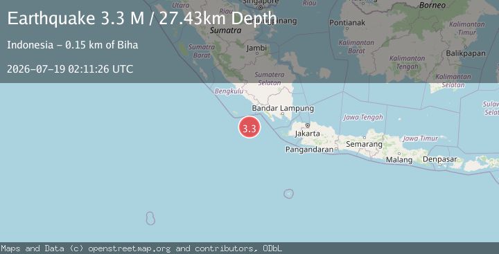 Map of Southwest of Sumatra, Indonesia
