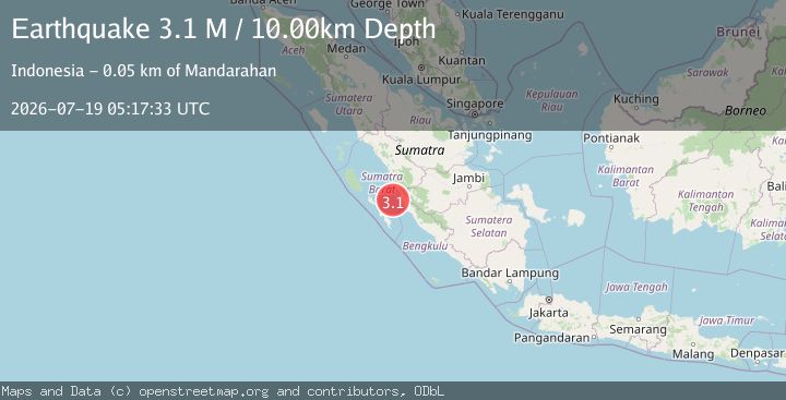 Map of Southern Sumatra, Indonesia