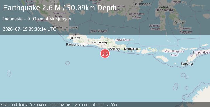 Map of South of Java, Indonesia