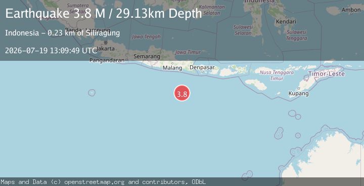 Map of South of Java, Indonesia