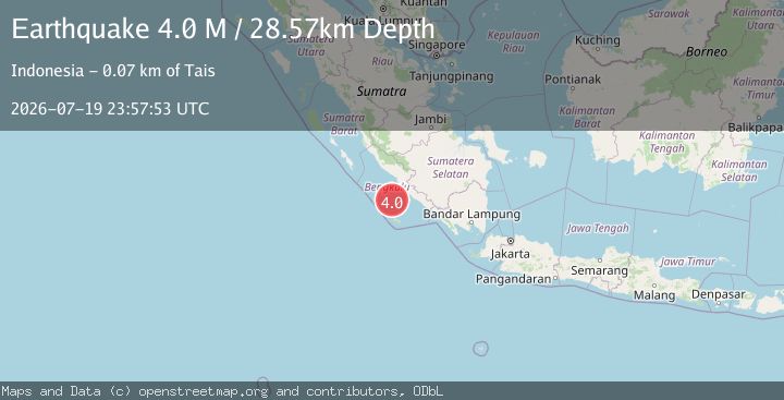 Map of Southern Sumatra, Indonesia