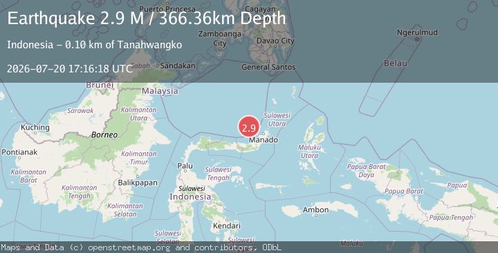Map of Minahassa Peninsula, Sulawesi