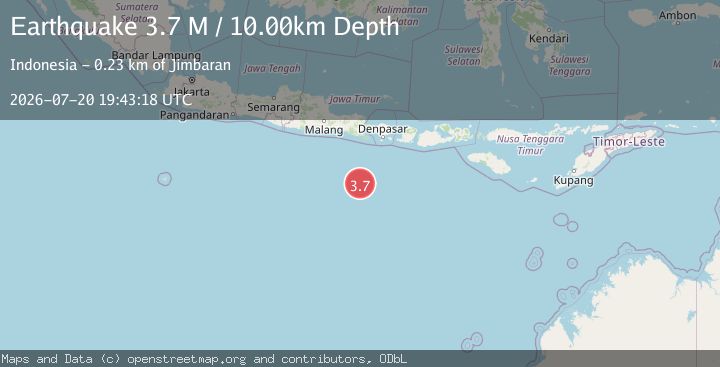 Map of South of Bali, Indonesia