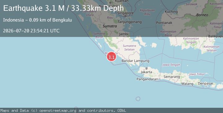 Map of Southern Sumatra, Indonesia