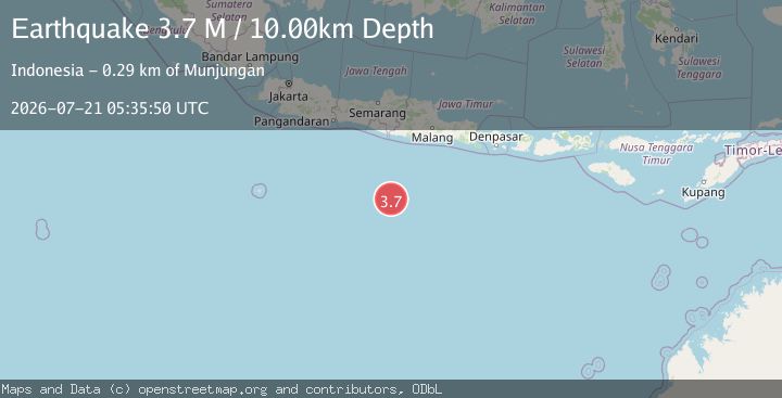 Map of South of Java, Indonesia