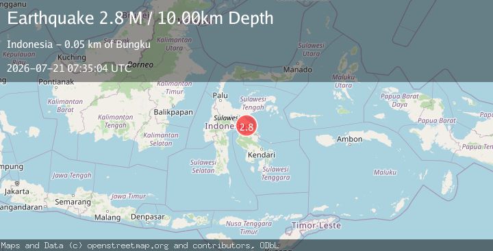 Map of Sulawesi, Indonesia