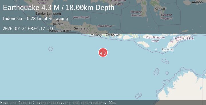 Map of South of Java, Indonesia