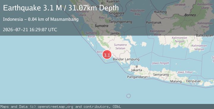Map of Southern Sumatra, Indonesia