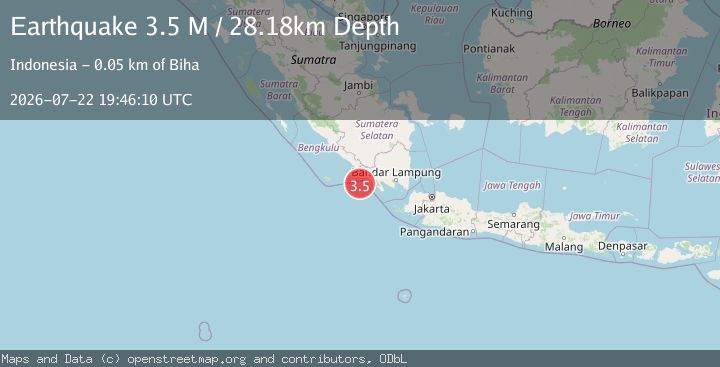Map of Southern Sumatra, Indonesia