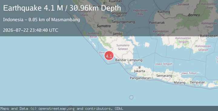 Map of Southern Sumatra, Indonesia