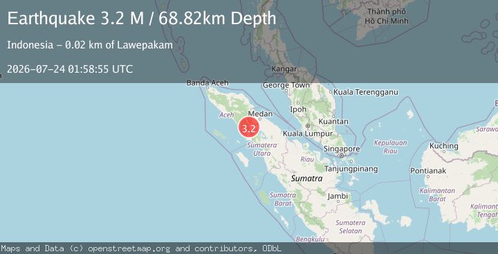 Map of Northern Sumatra, Indonesia