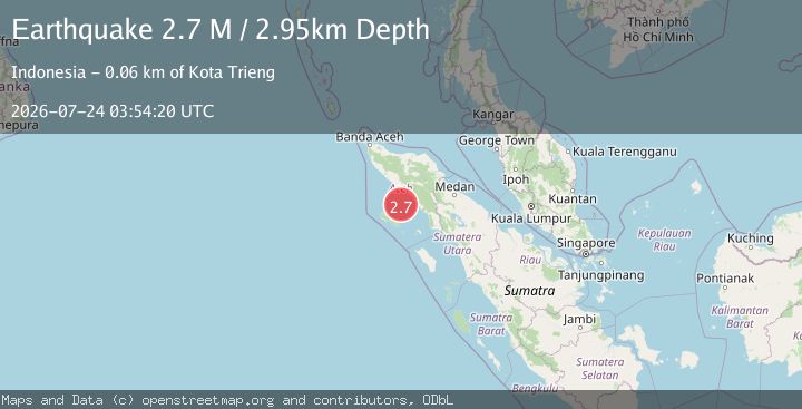 Map of Northern Sumatra, Indonesia