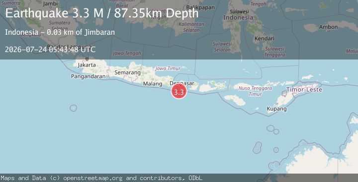 Map of South of Bali, Indonesia