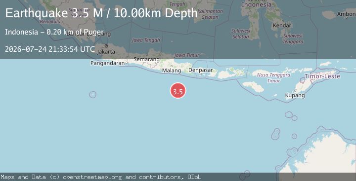 Map of South of Java, Indonesia