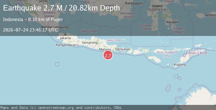 Map of South of Java, Indonesia
