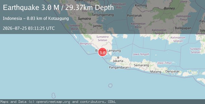 Map of Southern Sumatra, Indonesia
