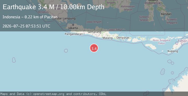 Map of South of Java, Indonesia