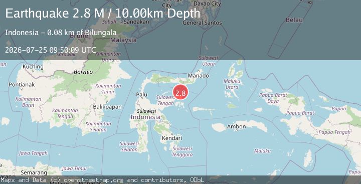 Map of Minahassa Peninsula, Sulawesi