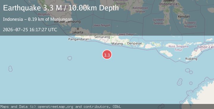 Map of South of Java, Indonesia