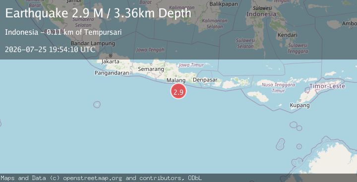Map of South of Java, Indonesia