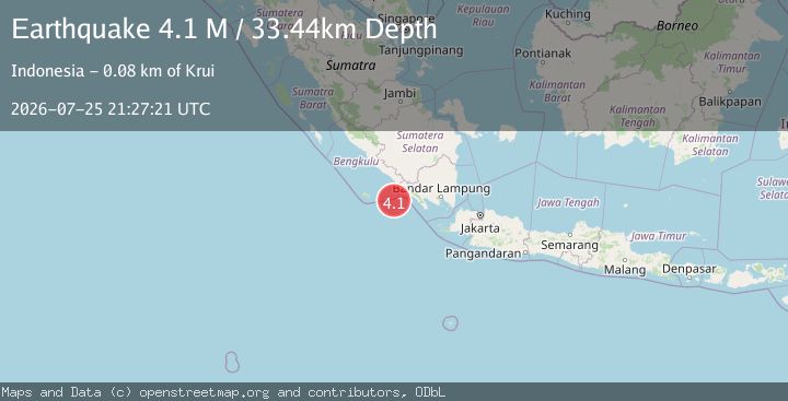 Map of Southern Sumatra, Indonesia