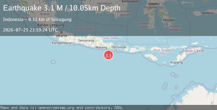 Map of South of Java, Indonesia