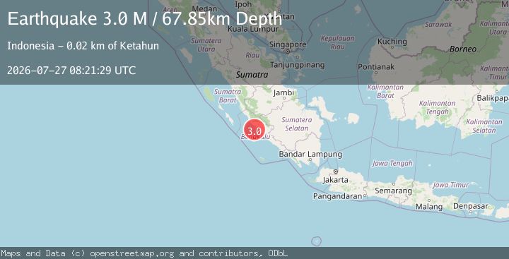 Map of Southern Sumatra, Indonesia