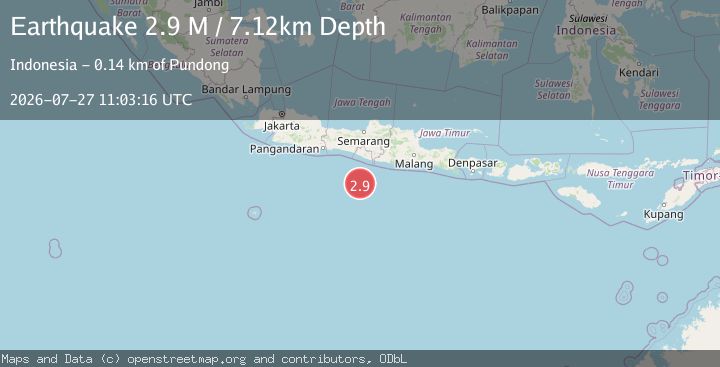 Map of South of Java, Indonesia