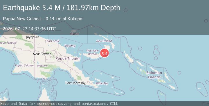 Map of New Britain Region, Papua New Guinea