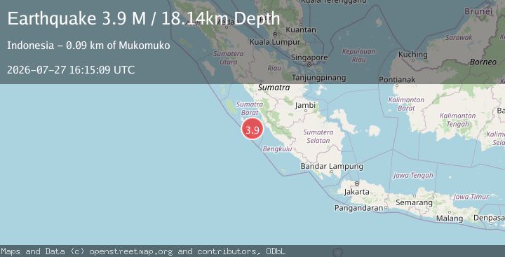 Map of Southern Sumatra, Indonesia