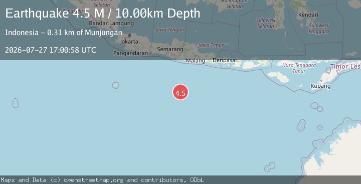 Map of South of Java, Indonesia