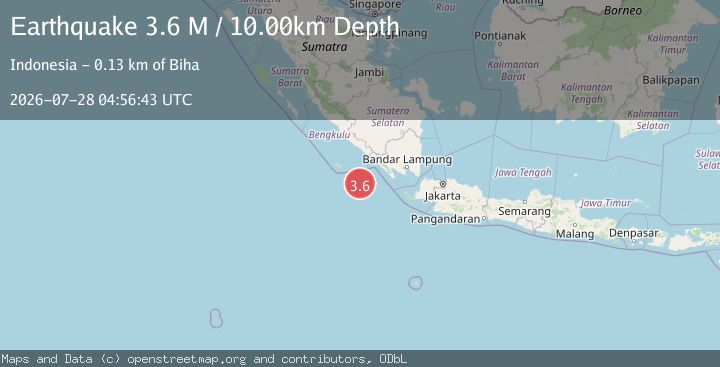 Map of Southwest of Sumatra, Indonesia