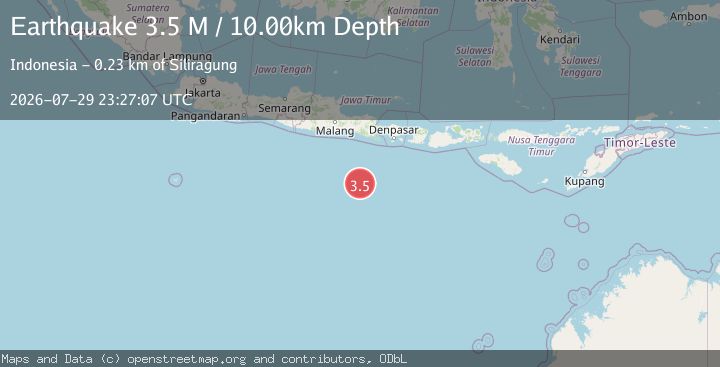 Map of South of Java, Indonesia
