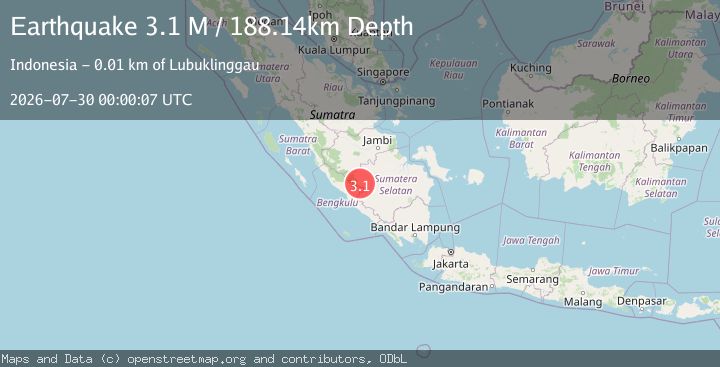 Map of Southern Sumatra, Indonesia