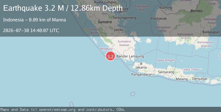 Map of Southern Sumatra, Indonesia