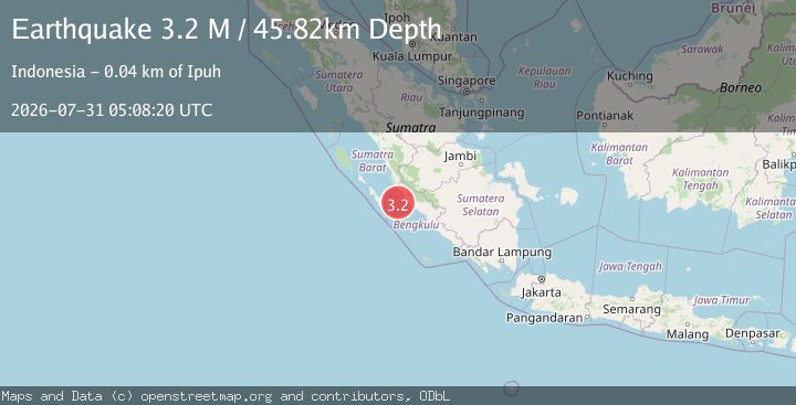 Map of Southern Sumatra, Indonesia