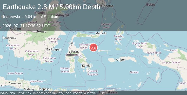 Map of Sulawesi, Indonesia