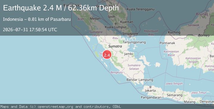 Map of Southern Sumatra, Indonesia