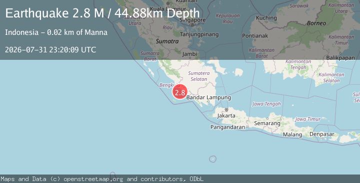 Map of Southern Sumatra, Indonesia