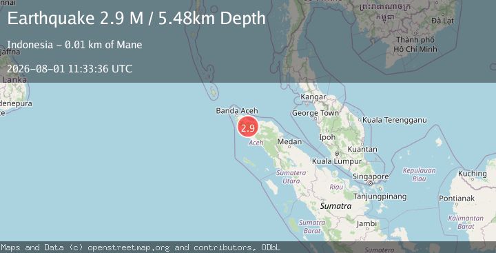 Map of Northern Sumatra, Indonesia