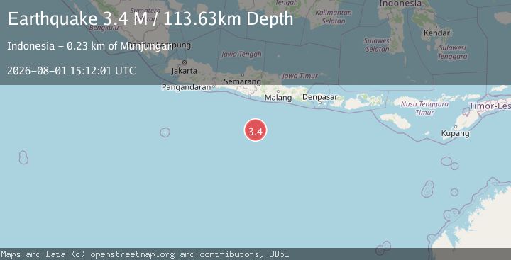 Map of South of Java, Indonesia