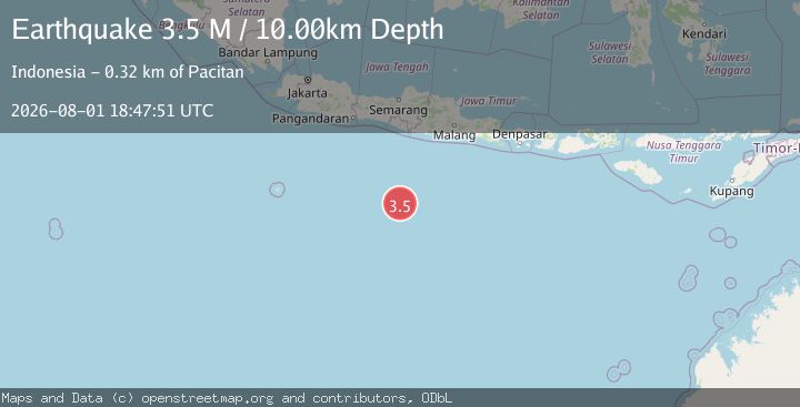 Map of South of Java, Indonesia