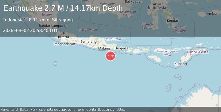 Map of South of Java, Indonesia