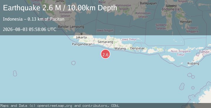 Map of South of Java, Indonesia