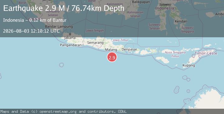 Map of South of Java, Indonesia