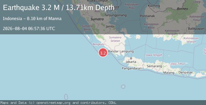 Map of Southern Sumatra, Indonesia