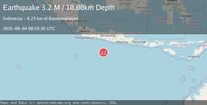 Map of South of Java, Indonesia